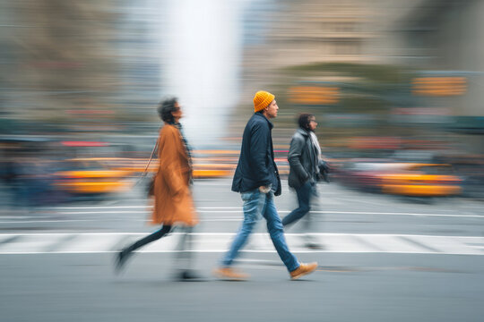 seamless flow of time captured through dynamic movements of people in bustling city