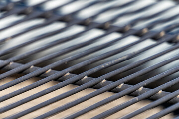 Black metal grate close up