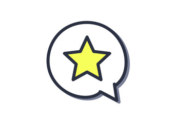 クールグレイ色の筆で描いた、吹き出しアイコン「星（スター）」,  A speech bubble icon 
