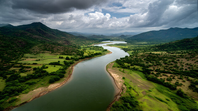 watershed A river is a geographical phenomenon in which water flows through dry land from one place to another river functions as a natural drainage system Rivers are part of the hydrological cycle