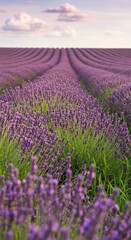 Naklejka premium Lavender field stretching to horizon