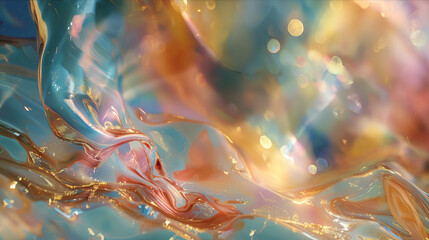 Abstract colorful fluid art pattern with bright hues and shimmering details