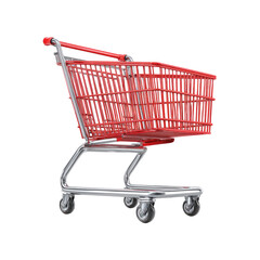 Red shopping cart, angled view (22)