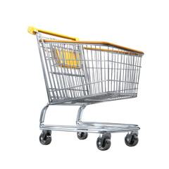 3D rendered shopping cart, angled view