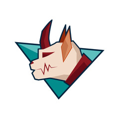 Digitally created stylized depiction of a fierce animal head enclosed within a geometric triangular pattern, emphasizing bold lines and unique artistic design.
