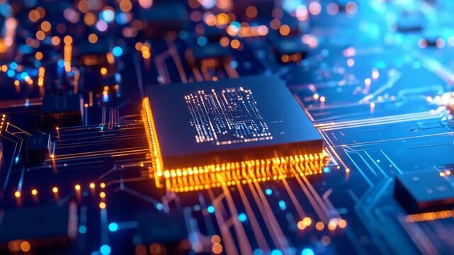 High Tech Computer Processor On Circuit Board