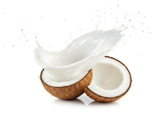 Coconut Milk Splash: Fresh Coconut, Tropical Drink, Creamy Texture