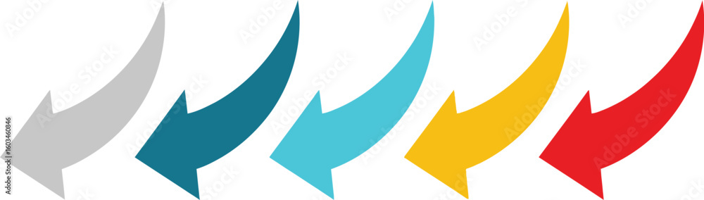 Aufkleber vector art of a row of colorful downward pointing arrows isolated on white background, indicating di