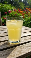 Refreshing lemon drink outdoors