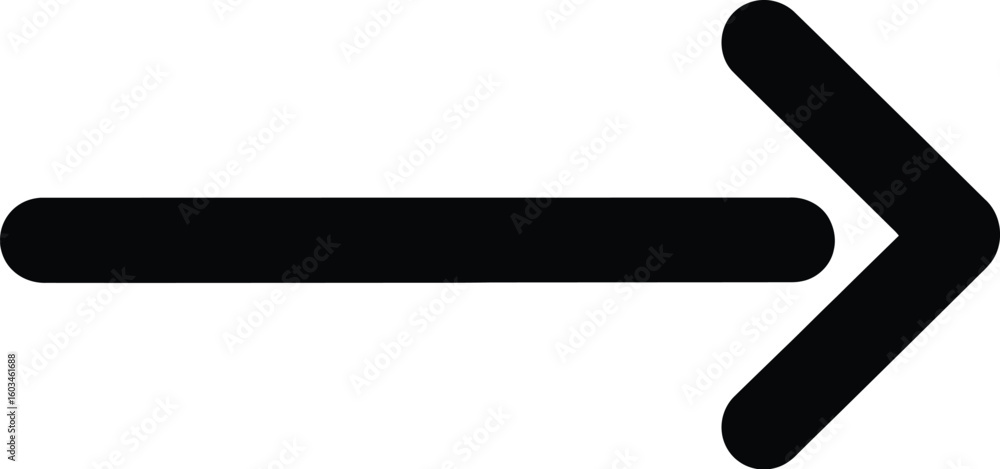 Aufkleber vector art of a simple black arrow points to the right isolated on white background, indicating dire