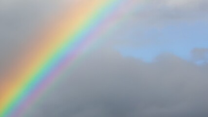 clouds and rainbow in the sky. Amazing sky landscape