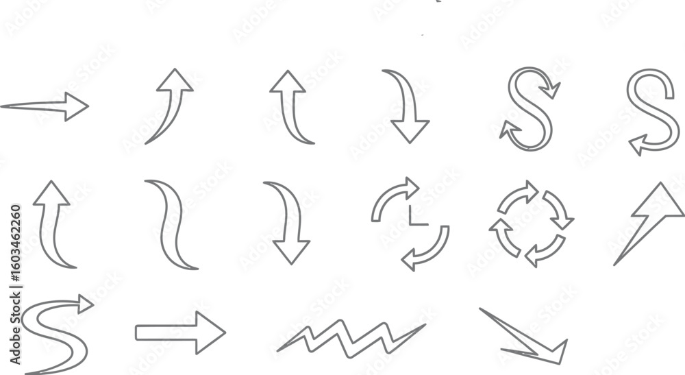 Aufkleber vector art of a set of editable vector arrow illustrations isolated on a white background, featuring