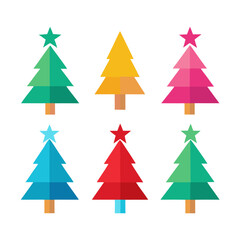 Obraz premium A collection of colorful Christmas trees icon on white background.