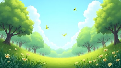 Sunny Spring Meadow Landscape