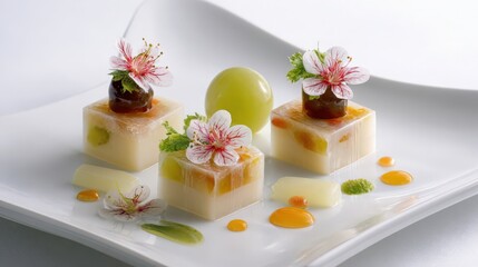 Delicate Japanese kaiseki dessert course