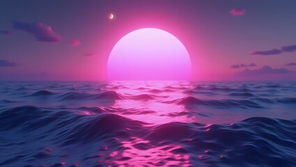 Pink Sunset over Ocean