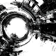 Abstract black and white spiral design