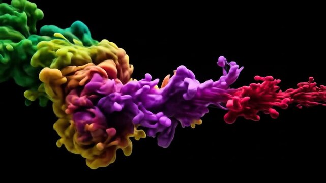 Colorful Ink Cloud Explosion on Black Background creating a visually stunning display