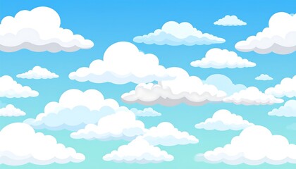 Cartoon clouds in a vibrant blue sky