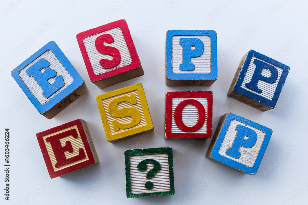 Fototapete financial terms building blocks. corporate onboarding human resources background. espp and esop with