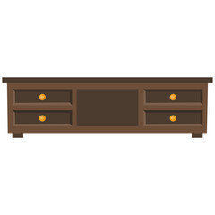 Long Wooden TV Cabinet with Drawers