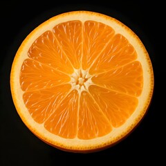 slice detail orange fruit black Background