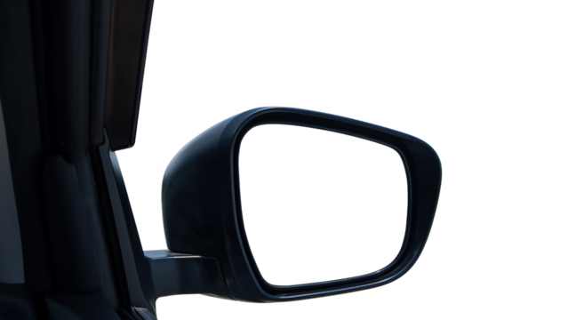 Empty screen wing mirror car Isolated on transparent background, PNG Format