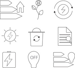 Set Of vector Icon Energy & Ecology.