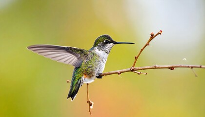 Fototapeta premium A hummingbird perched on a branch