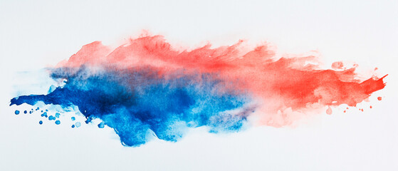 a strip of blue and pink ink spread across a white background