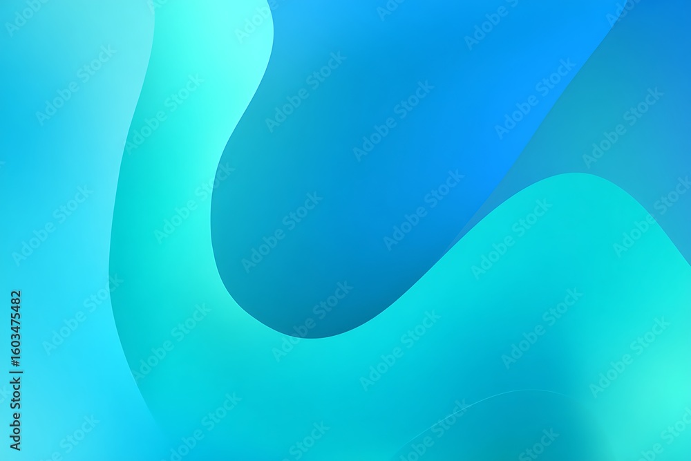 Poster captivating abstract design featuring flowing curves and gradient hues of teal and deep blue creatin