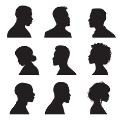 vector illustration of bust silhouette set, Black & White silhouette set 
