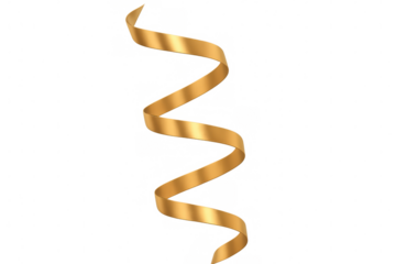 Golden metallic ribbon spiraling gracefully against translucent backdrop, symbolizing elegance and festive sophistication