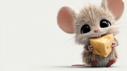 Cute Mouse Nibbling Cheese/チーズを食べる可愛いネズミ2