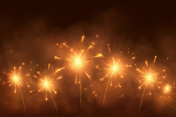 Golden Sparklers Illuminate the Night Sky with Cascading Golden Sparks Creating a Festive and Joyful Atmosphere for Celebrations