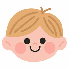 Blonde cartoon boy with side-parted hair and a cheerful smile. Ideal for kid characters and educational graphics.