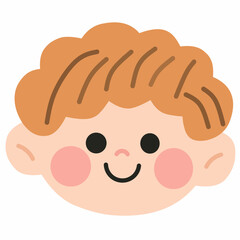 Smiling boy with wavy hairstyle in cartoon flat style. Great for diverse children illustrations and preschool character design.
