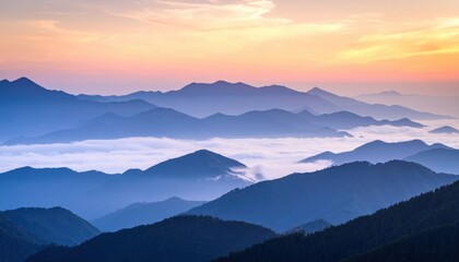 Obraz premium An epic and breathtaking wide-angle photograph reveals the majestic mountain range at dawn, resembling a firefly lit landscape.
