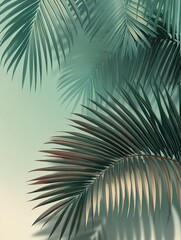 Gradient Background Palm Leaf Illustration for Interior Decoration, Brand Visual, Artistic Cultural Creation, Nature - Themed Design, Web Layout