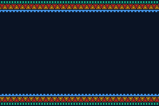 Decorative border tribal pattern for hispanic heritage month. dark blue background