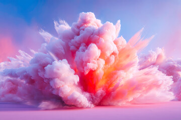 Cloud explosion with particles on black background abstract cosmic