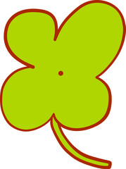Hand Drawn Clover With Irregular Petal Tips