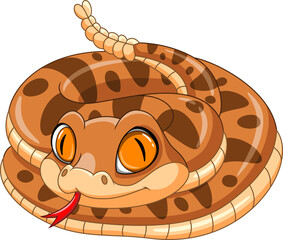 Illustration of Cute brown viper snake cartoon on white background