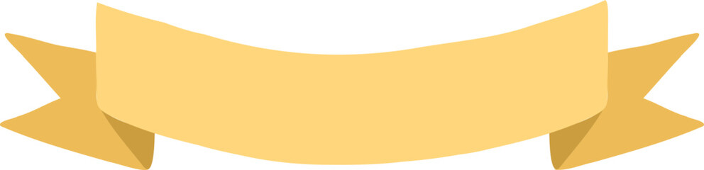 Flat Style Yellow Ribbon Banner With Pointed Ends
