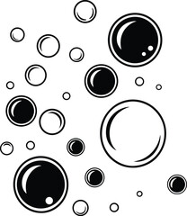 Abstract background with clear blue water bubbles and shiny liquid drops, a seamless vector illustration