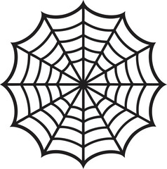 Obraz premium A detailed vector illustration of a dewy black spiderweb, perfect for a nature-inspired Halloween design