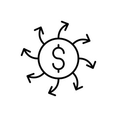 Vector line icon related to cash flow. Perfect Line. Editable Stroke.