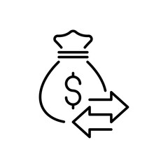 Vector line icon related to cash flow. Perfect Line. Editable Stroke.