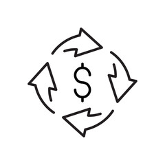 Vector line icon related to cash flow. Perfect Line. Editable Stroke.