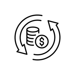 Vector line icon related to cash flow. Perfect Line. Editable Stroke.